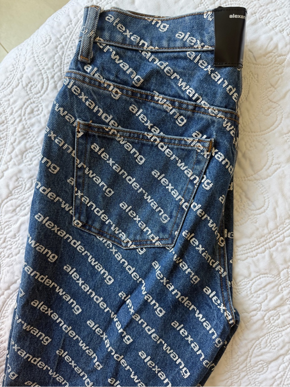 Alexander Wang Blue Logo-Print High-Rise Jeans